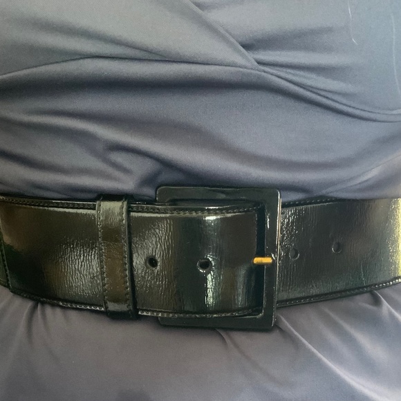 YVES SAINT LAURENT ,WIDE PATENT BELT.